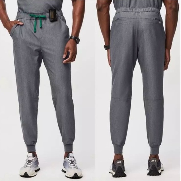 Figs Scrubs Pants Jogger Men’s Graphite Gray with Green Drawstring Size XXL - Picture 1 of 10
